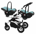 TWINNI PREMIUM 3w1 BabyActive wózek bliźniaczy głęboko-spacerowy + 2 x fotelik samochodowy - 11 Tropic Green