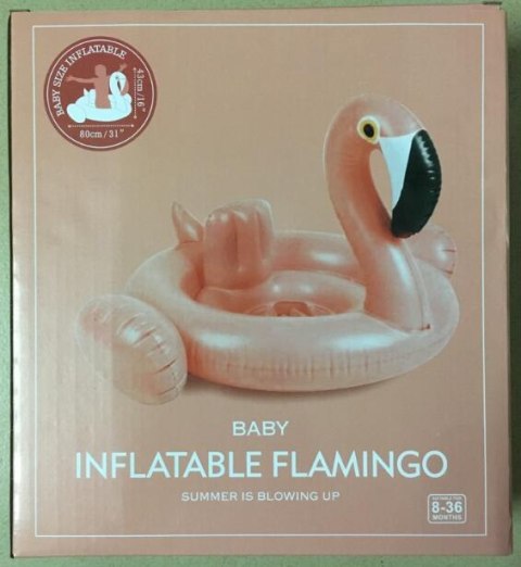 Kółko do pływania dla niemowląt koło pontonik dla dzieci z siedziskiem kółko plażowe flaming max 20kg 1-3lata 60 cm