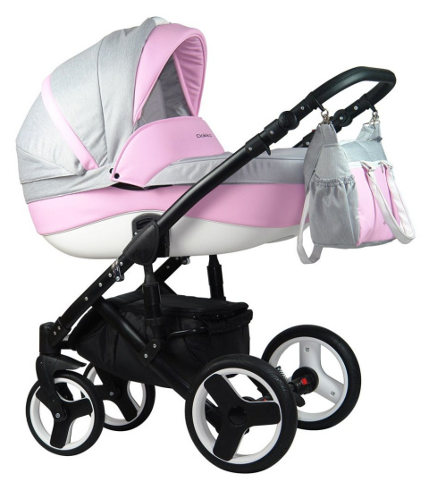 DOKKA 3w1 Dynamic Baby wózek wielofunkcyjny z fotelikiem Kite - light pink eco D1