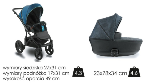 LIGHT ECO 3w1 Bexa wózek wielofunkcyjny z fotelikiem KITE 0-13kg - FL314