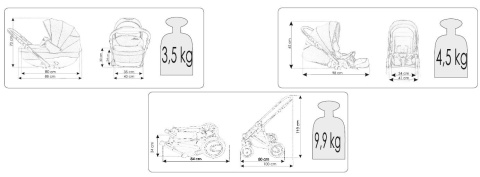 NEXT SILVER 3w1 Bexa wózek wielofunkcyjny z fotelikiem KITE 0-13kg