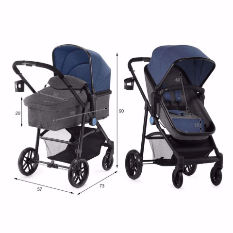 JULI Kinderkraft wózek wielofunkcyjny 3w1 z fotelikiem 0-13 kg - DENIM