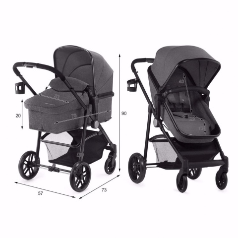 JULI Kinderkraft wózek wielofunkcyjny 3w1 z fotelikiem 0-13 kg - GRAY