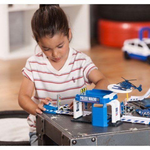 Posterunek policji Majorette Creatix + Autko radiowóz z dźwiękiem i światłem