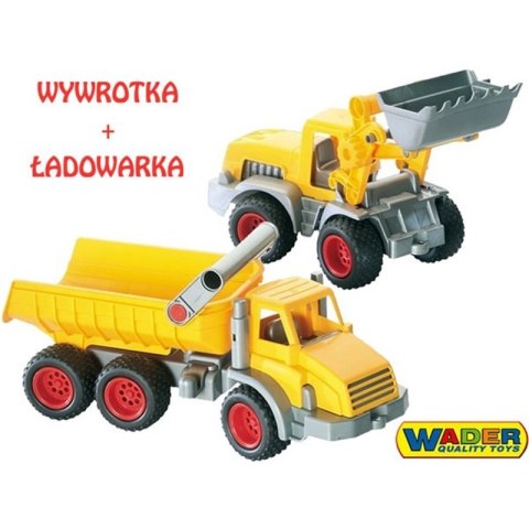 Zestaw dwa Pojazdy Wywrotka Ładowarka do piaskownicy