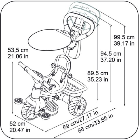 Feber Niebieski Rowerek trójkołowy Baby Twist 4w1 - Obrotowy 360 stopni