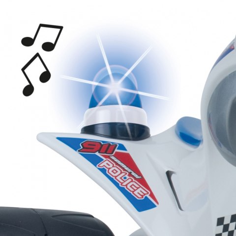 INJUSA Motor Na Akumulator Trókołowy Policyjny Światło Dźwięk 6V