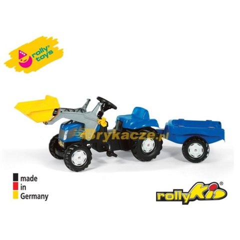 Rolly Toys rollyKid-X New Holland rollyKid Traktor z łyżką i przyczepką Niebieski