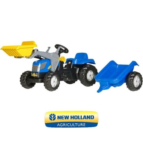 Rolly Toys rollyKid-X New Holland rollyKid Traktor z łyżką i przyczepką Niebieski
