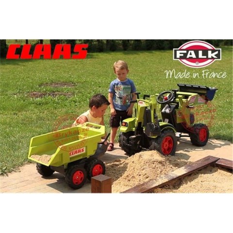 FALK Traktor CLAAS na Pedały z Przyczepą, Łyżką i Spychaczem od 3 Lat