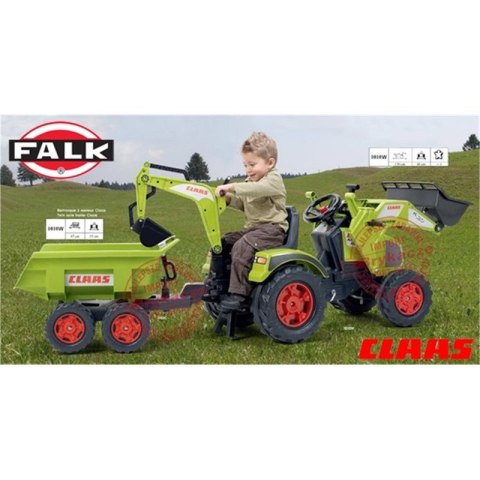 FALK Traktor CLAAS na Pedały z Przyczepą, Łyżką i Spychaczem od 3 Lat