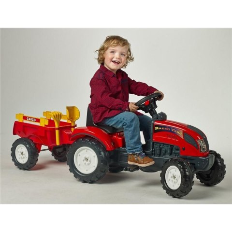 FALK Traktor RANCH z przyczepą czerwony