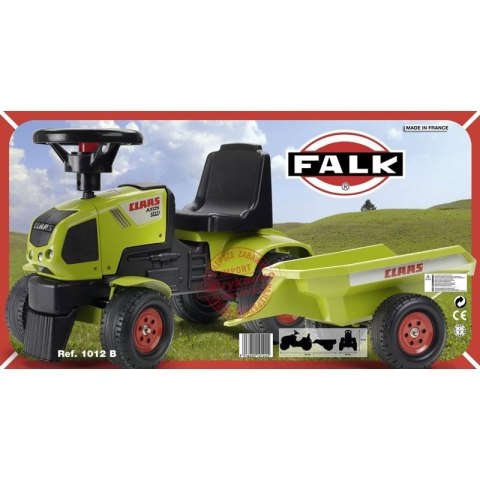 FALK Traktorek Baby Claas Axos 310 Zielony z Przyczepką od 1 roku