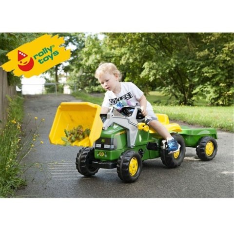 Rolly Toys RollyKid John Deere Traktor na Pedały z Łyżką i Przyczepą - Zielony