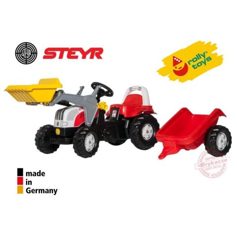 Rolly Toys rollyKid-X Traktor na Pedały czerwony z Łyżką i Przyczepą STEYR Czerwony