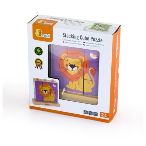 Drewniana Klocki układanka logiczna Puzzle Viga Toys Zoo 9 elementów Montessori
