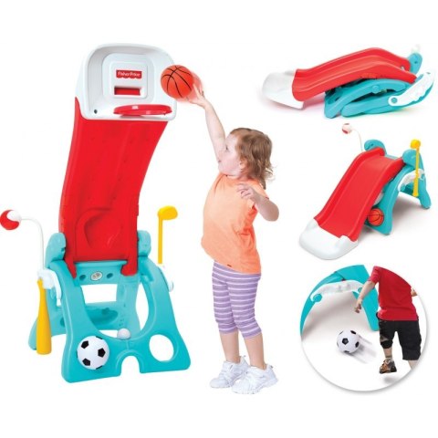 Fisher Price Plac zabaw 6w1 koszykówka zjeżdżalnia + Zestaw 3 piłek Disney!