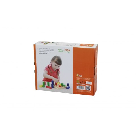 Klocki Drewniane Nauka Kształtów Kolorów Viga Montessori