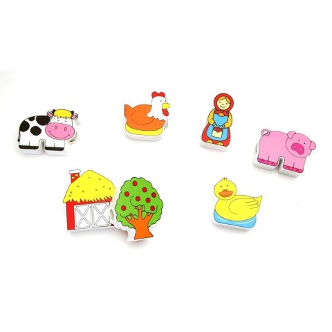 VIGA Drewniana Przeplatanka Klocki Farma do Nawlekania Montessori