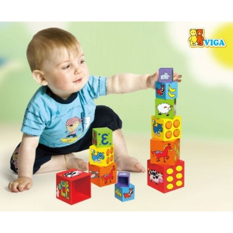 Viga Edukacyjny zestaw klocków Piramida Jedno w drugie Montessori