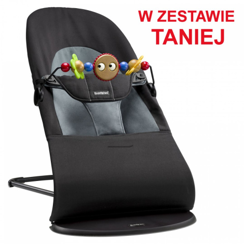 BABYBJORN - leżaczek BALANCE SOFT - Czarny / Ciemnoszary + Zabawka