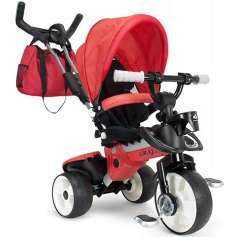 Injusa Rowerek Trójkołowy Deluxe City Max Czerwony Ciche Koła Torba