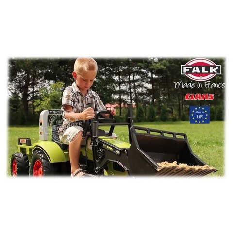 FALK Traktor na Pedały z Łyżką i Przyczepką Zielony CLAAS od 3 Lat