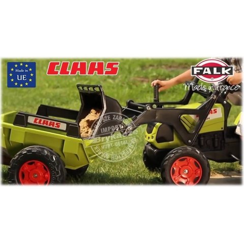 FALK Traktor na Pedały z Łyżką i Przyczepką Zielony CLAAS od 3 Lat
