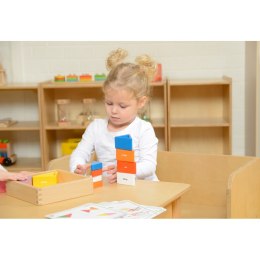 MASTERKIDZ Drewniana Gra Dla Dzieci Kolorowe Klocki i Kubeczki Trójkąty Montessori