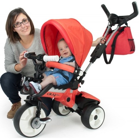 Injusa Rowerek Trójkołowy Deluxe City Max Czerwony Ciche Koła Torba