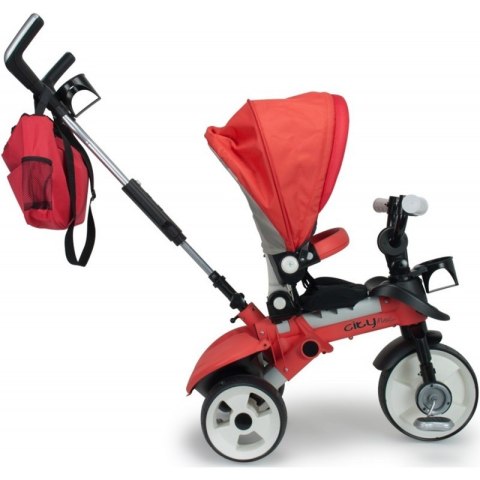 Injusa Rowerek Trójkołowy Deluxe City Max Czerwony Ciche Koła Torba