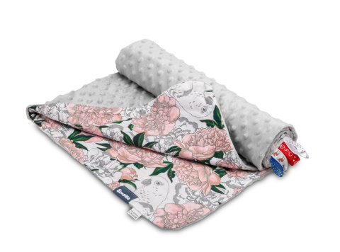 Lekki kocyk Minky 75x100cm Sensillo - SZARY KWIATY