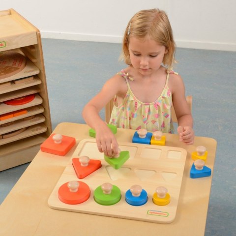 MASTERKIDZ Drewniany Sorter Kształtów Wielkości Kolorów Montessori