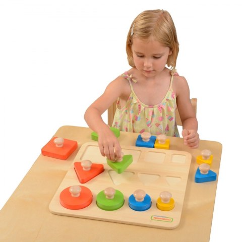 MASTERKIDZ Drewniany Sorter Kształtów Wielkości Kolorów Montessori