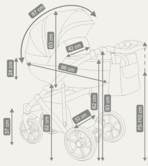 MAGGIO Camarelo 3w1 wózek wielofunkcyjny z fotelikiem KITE 0-13kg Polski Produkt kolor Mg-9