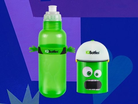 IQBottles, Bidon-butelka 2w1 Orange/Blue cap