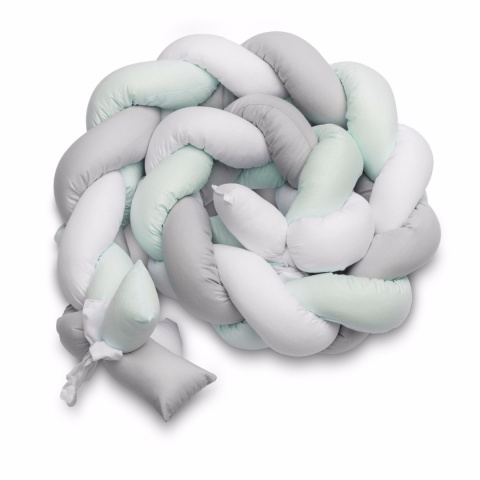 Sensillo Warkocz ochraniacze do łóżeczka 210cm - MIĘTOWY GŁADKI