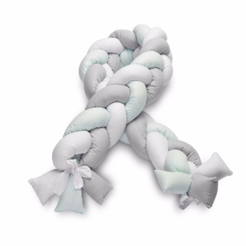 Sensillo Warkocz ochraniacze do łóżeczka 210cm - MIĘTOWY GŁADKI