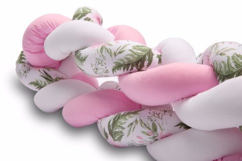 Sensillo Warkocz ochraniacze do łóżeczka 210cm - RÓŻOWY KWIATY