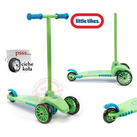 LITTLE TIKES Hulajnoga CICHE Koła Skrętne trzykołowa zielono niebieska