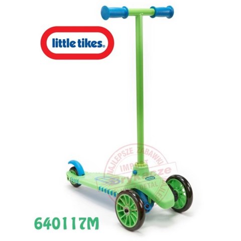 LITTLE TIKES Hulajnoga CICHE Koła Skrętne trzykołowa zielono niebieska
