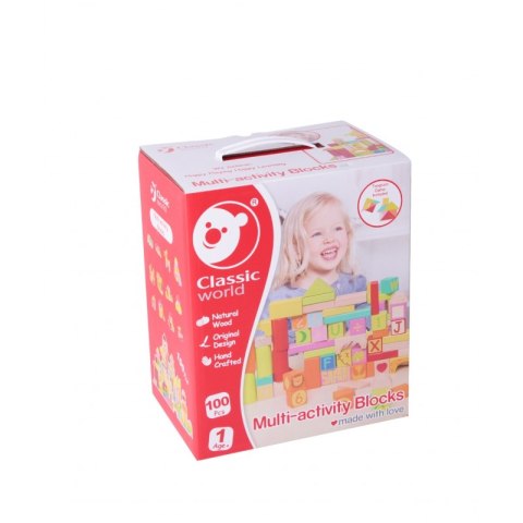 CLASSIC WORLD Drewniane Klocki Edukacyjne 100 el.