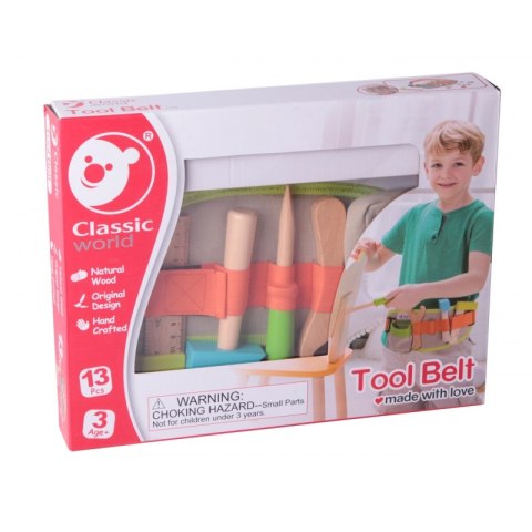 CLASSIC WORLD Drewniane Narzędzia Zestaw Majsterkowicza Pas + Akc