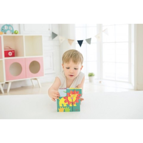 Puzzle Klocki Drewniane Kwadratowe Dzikie Zwierzęta Classic World