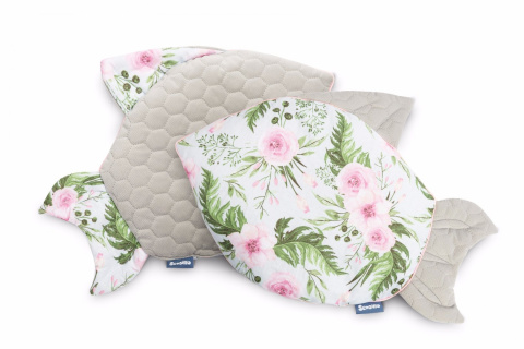 Sensillo poduszka Rybka Velvet - SZARY KWIATY