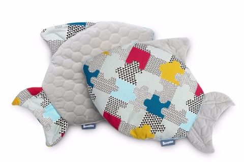 Sensillo poduszka Rybka Velvet - SZARY PUZZLE