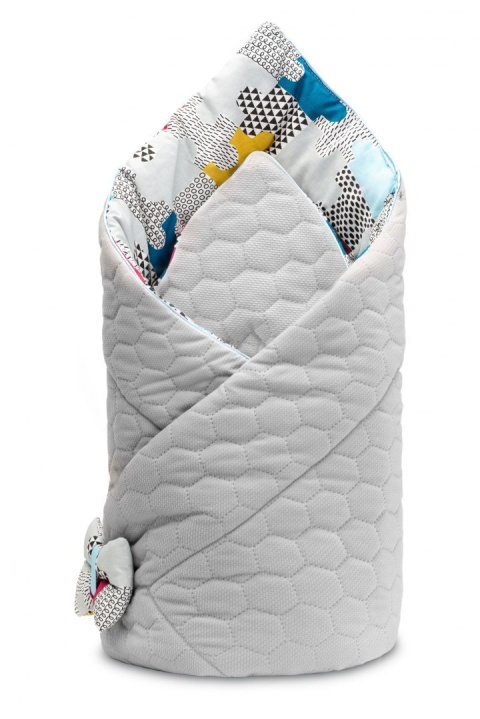 Dwustronny Rożek Becik Niemowlęcy Velvet Sensillo - SZARY PUZZLE 75X75