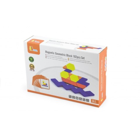 VIGA Drewniana Mozaika Geometryczna Magnetyczne Klocki 102 elementy