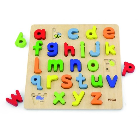 Puzzle Edukacyjne Drewniana Układanka Alfabet Literki Viga Toys