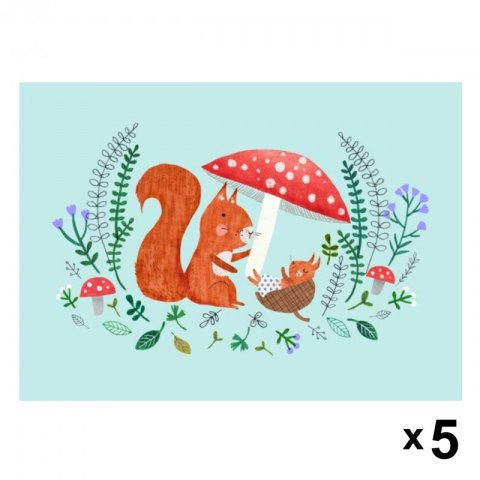 Petit Monkey - 5 zaproszeń urodzinowych Squirrel with Baby